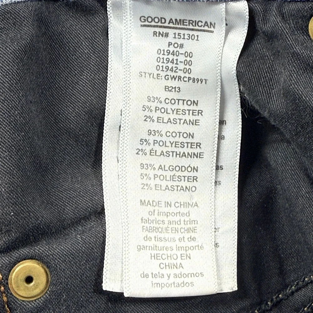 Good American Jeans Womens 0/25 Blue Good Waist High Rise Skinny Distressed - Picture 5 of 16